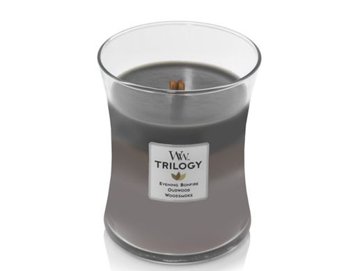 Ароматическая свеча с трехслойным ароматом Woodwick Medium Trilogy Cozy Cabin 275 г