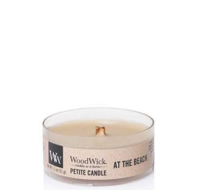 Ароматична свічка з ароматами цитрусових і вершкового кокоса Woodwick Petite At the Beach 31 г