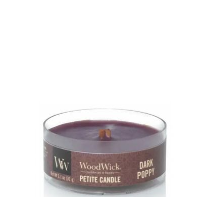 Ароматична свічка з ароматом маку і тика Woodwick Petite Dark Poppy 31 г