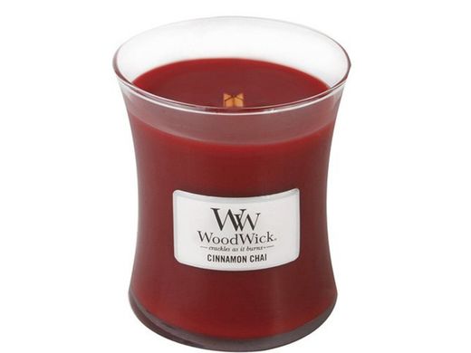 Ароматична свічка з ароматом ванілі та кориці Woodwick Medium Cinnamon Chai 275 г