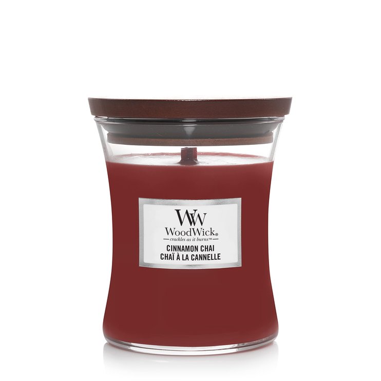 Ароматична свічка з ароматом ванілі та кориці Woodwick Medium Cinnamon Chai 275 г