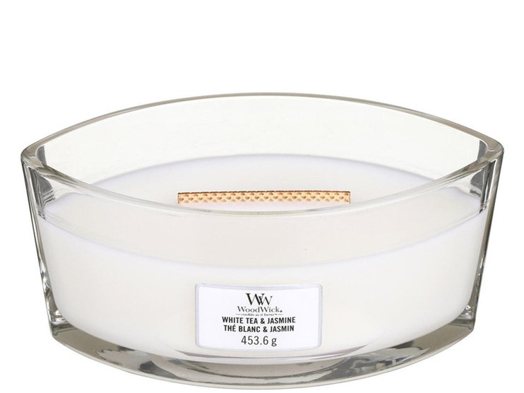 Ароматична свічка з ароматом жасмину Woodwick Ellipse White Tea & Jasmine 453 г