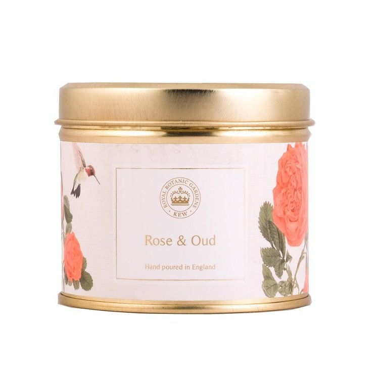 Ароматическая travel свеча с древесно-цветочным ароматом Kew aromatics Rose, Oud 160 г