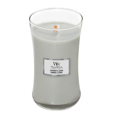 Ароматична свічка з ароматом кипариса, перцю і лимону Woodwick Large Lavender & Cedar