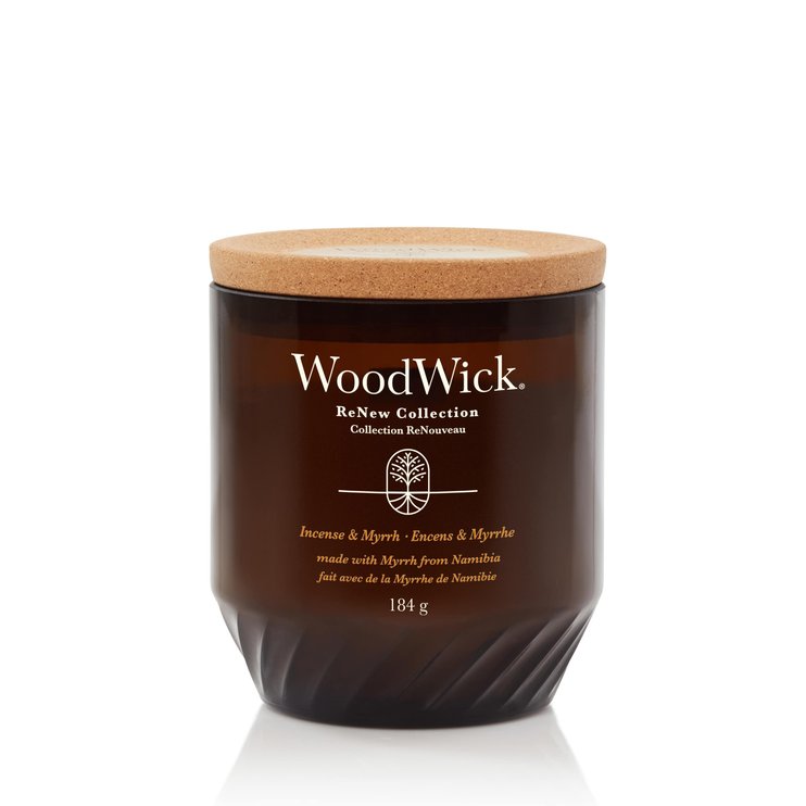 Свеча с ароматом пряностей Incense & myrrh RENEW Woodwick