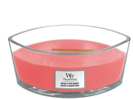 Ароматична свічка з динею та рожевим кварцем Woodwick Ellipse Melon & Pink Quartz 453 г