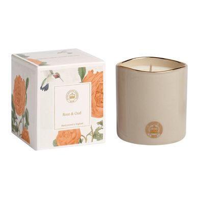 Ароматическая свеча с древесно-цветочным ароматом Kew aromatics Rose and Oud 180 г