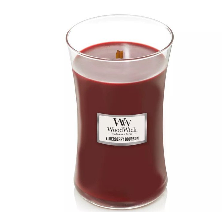 Ароматическая свеча c ароматом бурбона, фруктов и древесины Woodwick Large Elderberry Bourbon 609 г