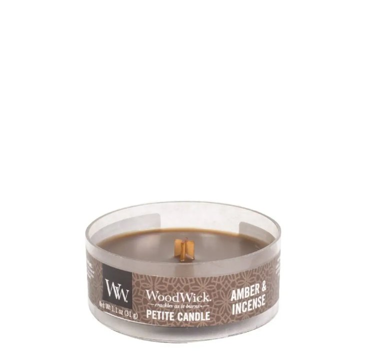 Ароматическая свеча с ароматом янтаря и ладана Woodwick Petite Amber and Incense 31 г