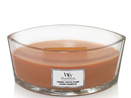 Ароматична свічка з ароматом підсмаженого кунжуту Woodwick Ellipse Caramel Toasted Sesame 453 г