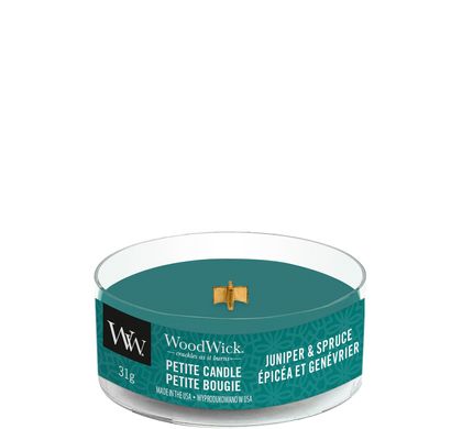 Ароматична свічка з ароматом ялівцю та шавлії Woodwick Petite Juniper & Spruce 31 г