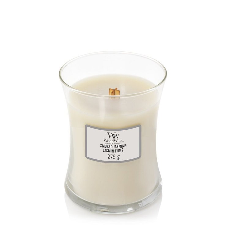 Ароматическая свеча с ароматом жасмина Woodwick Medium Smoked Jasmine 275 г