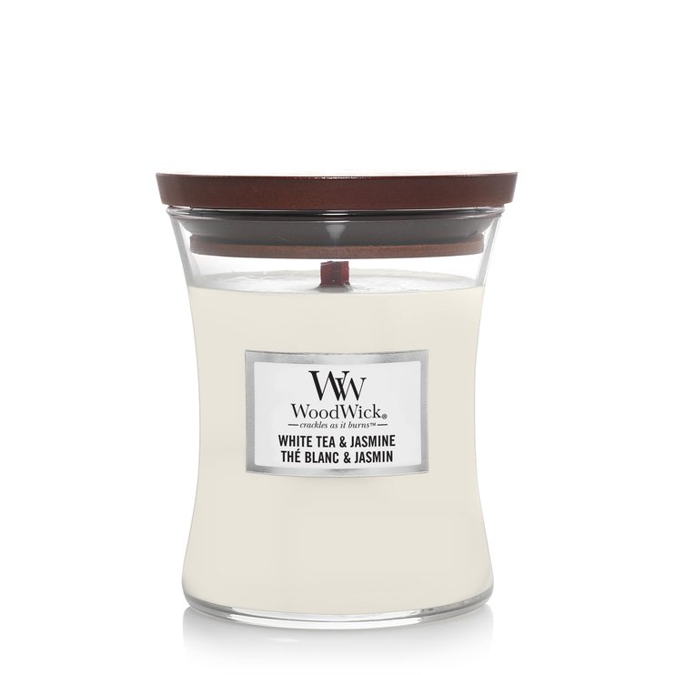 Ароматическая свеча с нежным ароматом Woodwick Medium White Tea & Jasmine 275 г